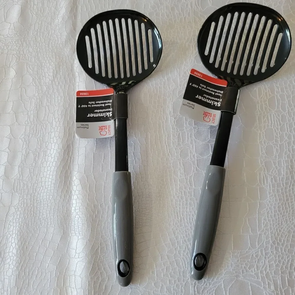 2 Chef Craft Basic Nylon Sturdy Skimmers, 12.5 inch, Black
